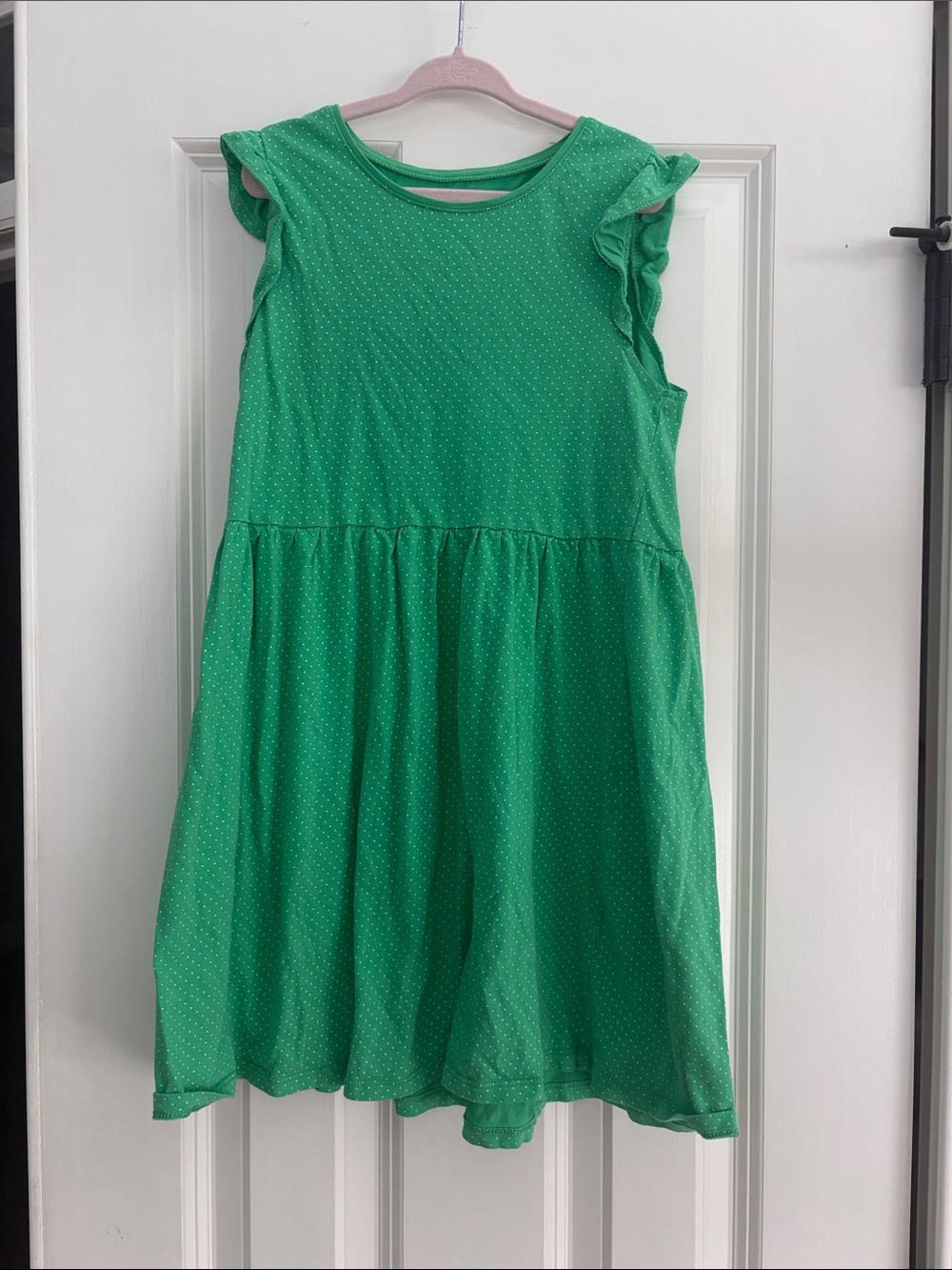 H&M Girls' Green Dot Flutter Sleeve Dress